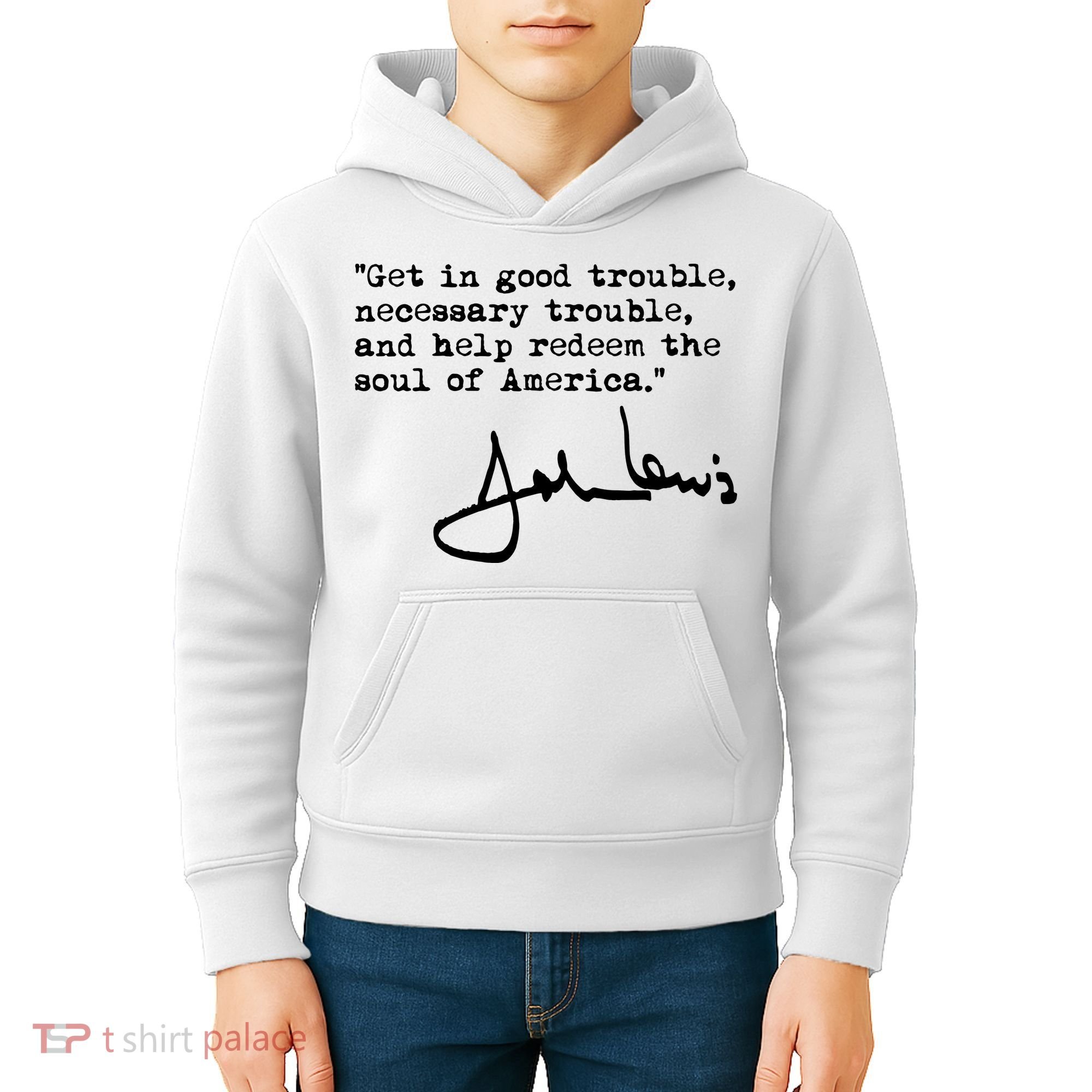 Get In Good Necessary Trouble John Lewis Social Justice Gift Kids Hoodie