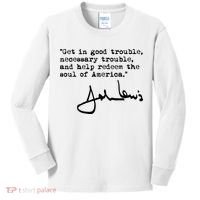 Get In Good Necessary Trouble John Lewis Social Justice Gift Kids Long Sleeve Shirt thumb 0