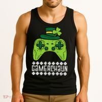 Gamerchaun Irish Gamer Paddys St Patrick Day Tank Top thumb 3