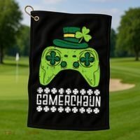 Gamerchaun Irish Gamer Paddys St Patrick Day Golf Towel thumb 1