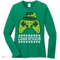 Gamerchaun Irish Gamer Paddys St Patrick Day Women's Long Sleeve Shirt thumb 0