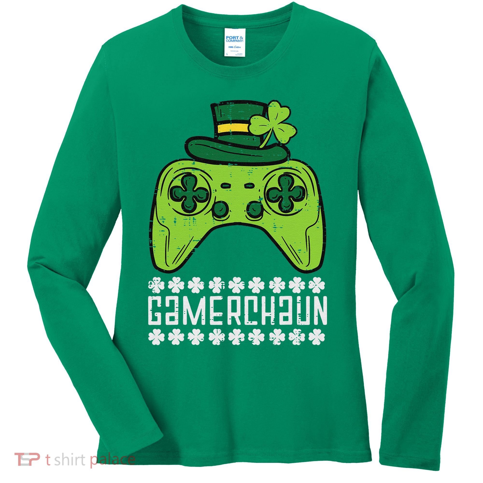 Gamerchaun Irish Gamer Paddys St Patrick Day Women's Long Sleeve Shirt