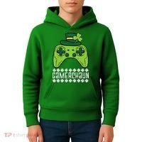 Gamerchaun Irish Gamer Paddys St Patrick Day Kids Hoodie thumb 4