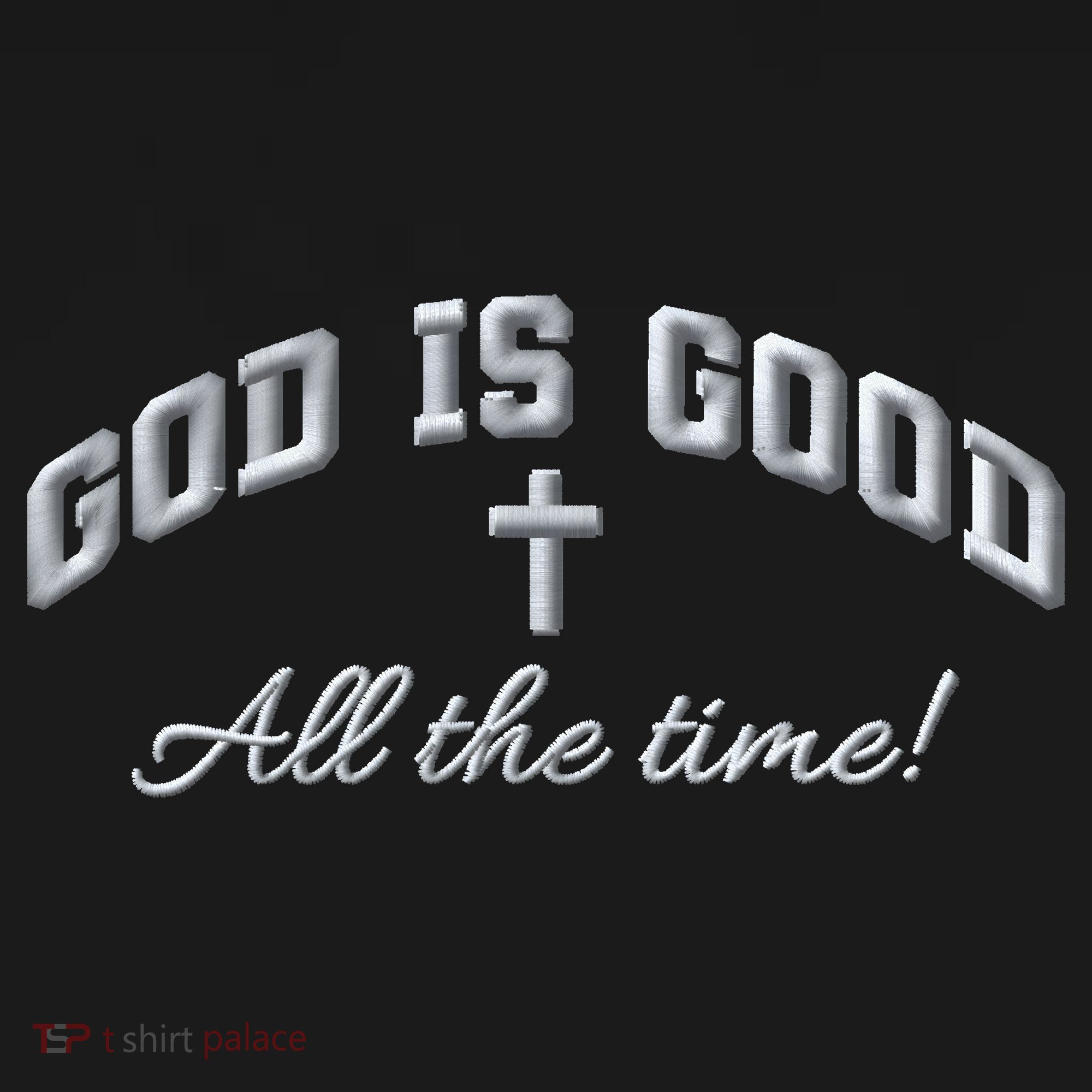 God Is Good All The Time Christian Cross Jesus Is King Puff Embroidered Tote Bag