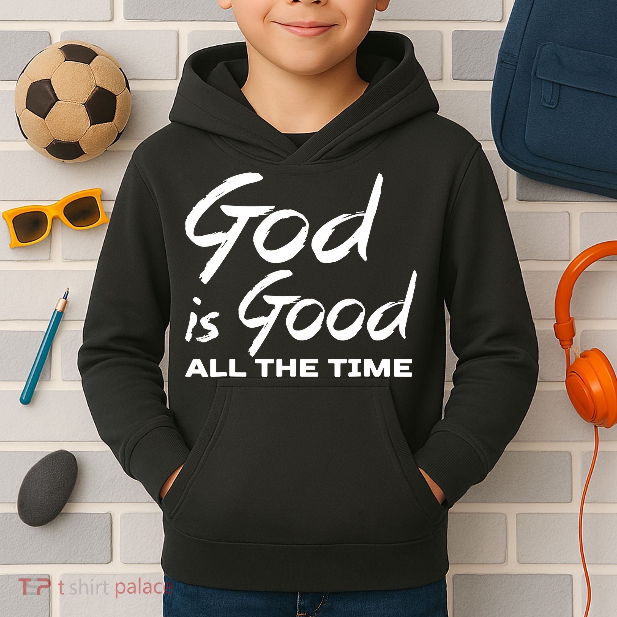 God Is Good All The Time Funny Christian Kids Hoodie