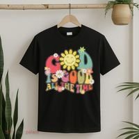 God Is Good All The Time Retro Vintage Floral Christian T-Shirt thumb 2