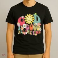 God Is Good All The Time Retro Vintage Floral Christian T-Shirt thumb 3