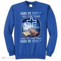 God Is Good All The Time Christian Cross Jesus Quote Sweatshirt thumb 0