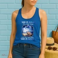 God Is Good All The Time Christian Cross Jesus Quote Women's Tank Top thumb 2
