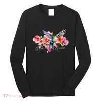 Grow In Grace Flower Hummingbird Christian Bible Verse Long Sleeve Shirt thumb 0