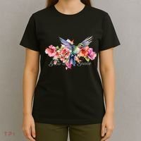 Grow In Grace Flower Hummingbird Christian Bible Verse T-Shirt thumb 4
