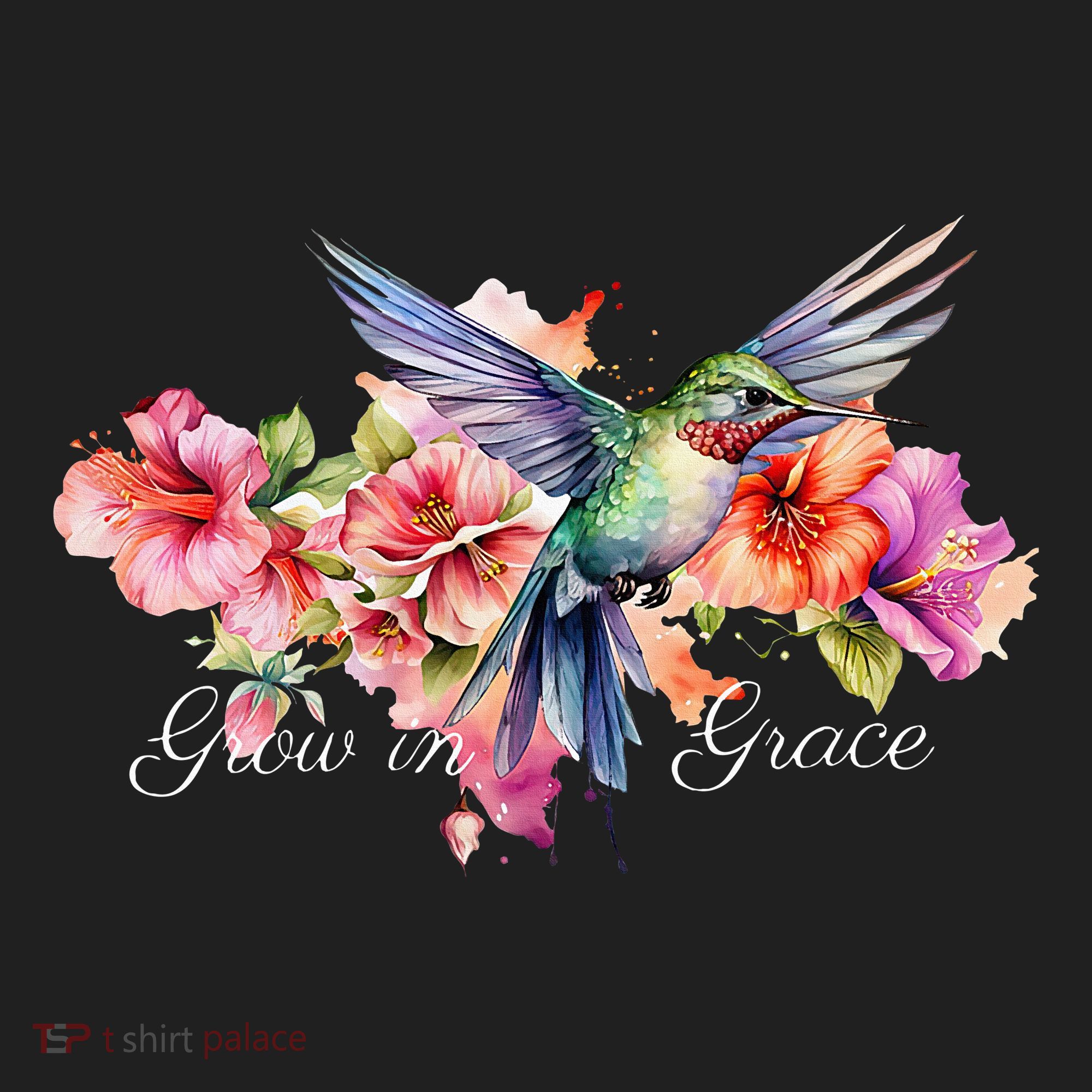 Grow In Grace Flower Hummingbird Christian Bible Verse Beanie