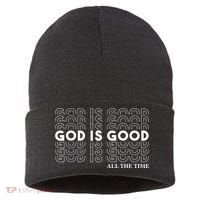 God Is Good All The Time Christian Worship Preachers Sustainable Knit Beanie thumb 0