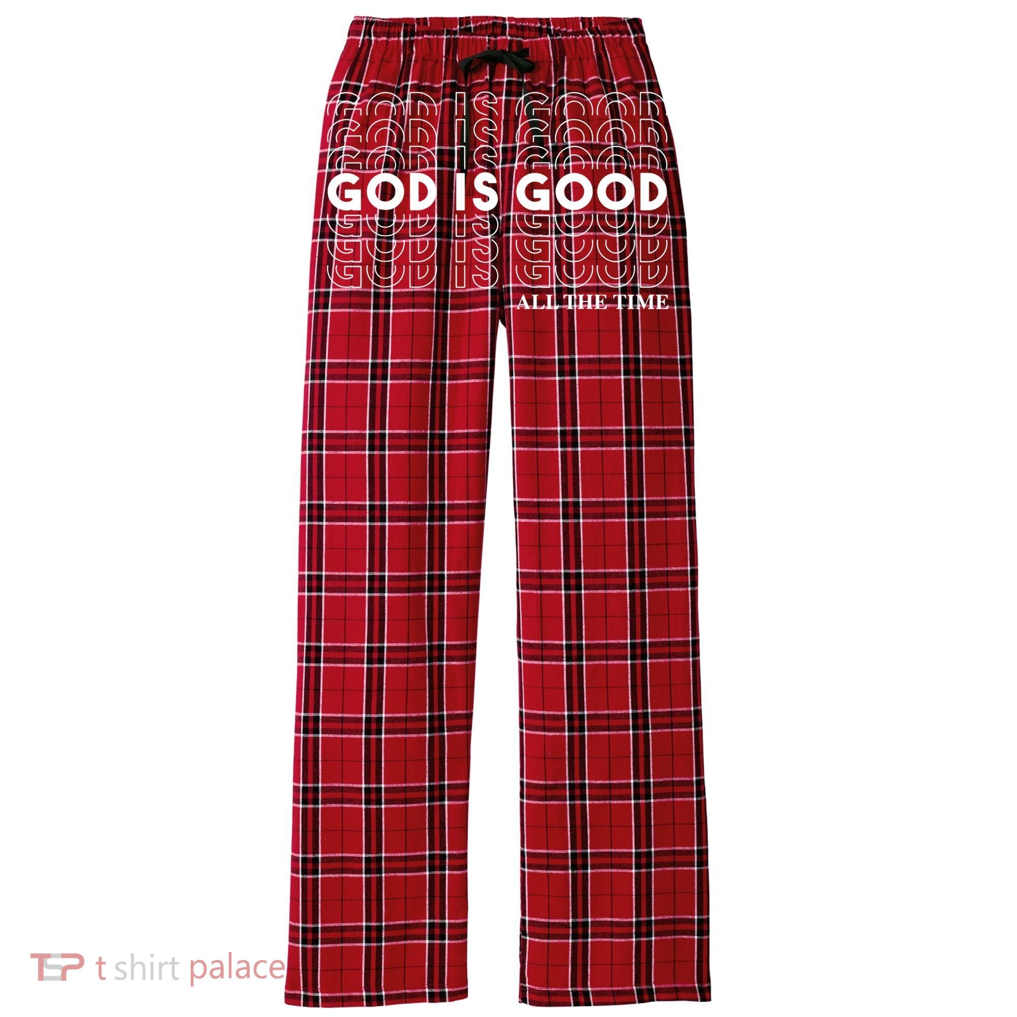 God Is Good All The Time Christian Worship Preachers Women's Flannel Plaid Pajama Pants