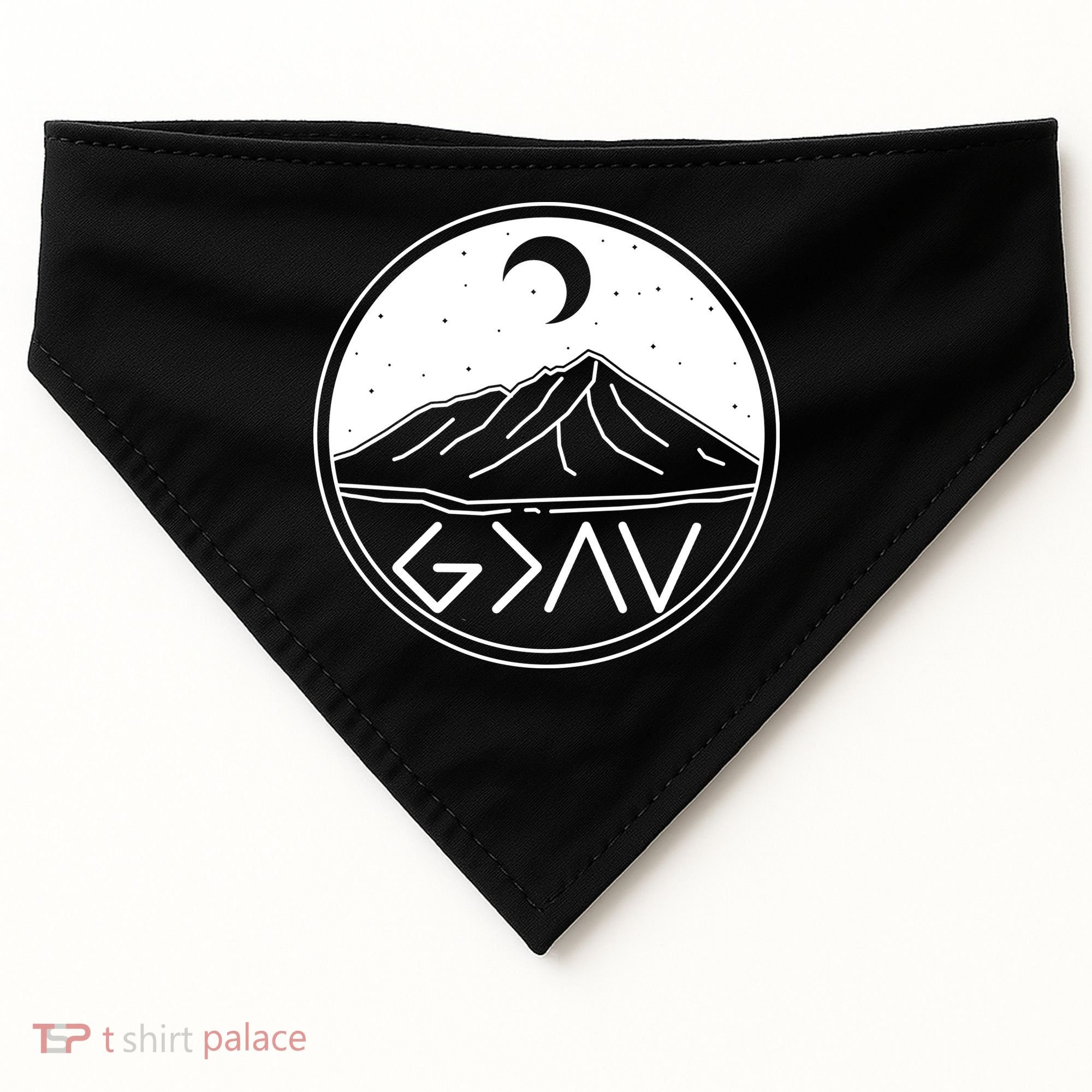 God Is Greater Than High And Lows Mountain Camping USA-Made Doggie Bandana