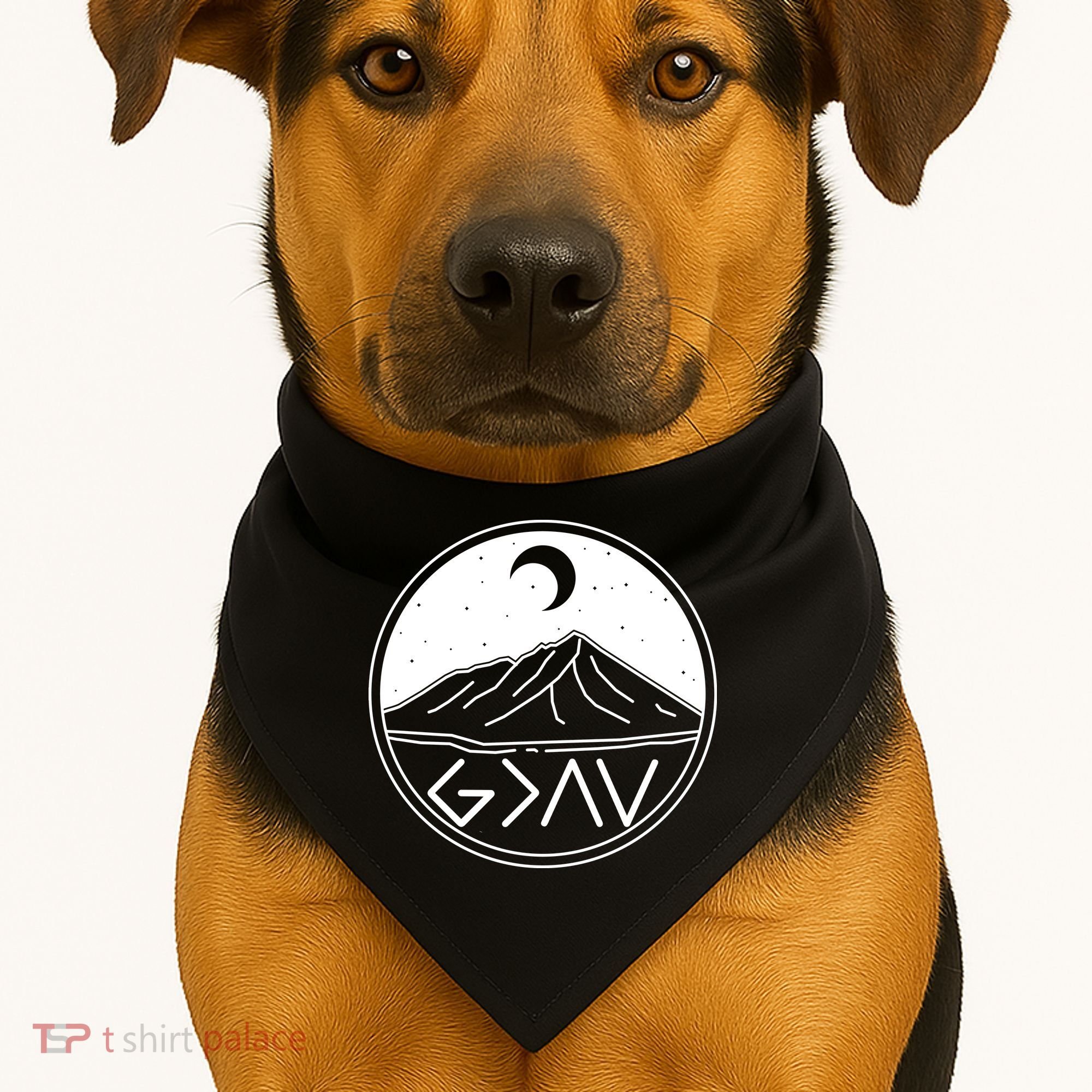 God Is Greater Than High And Lows Mountain Camping USA-Made Doggie Bandana