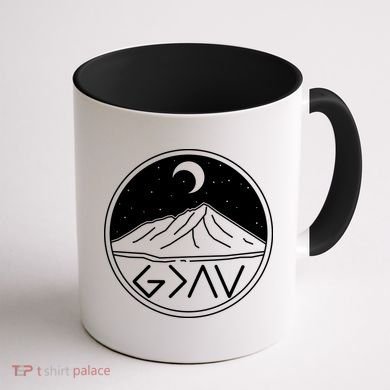 God Is Greater Than High And Lows Mountain Camping Coffee Mug back