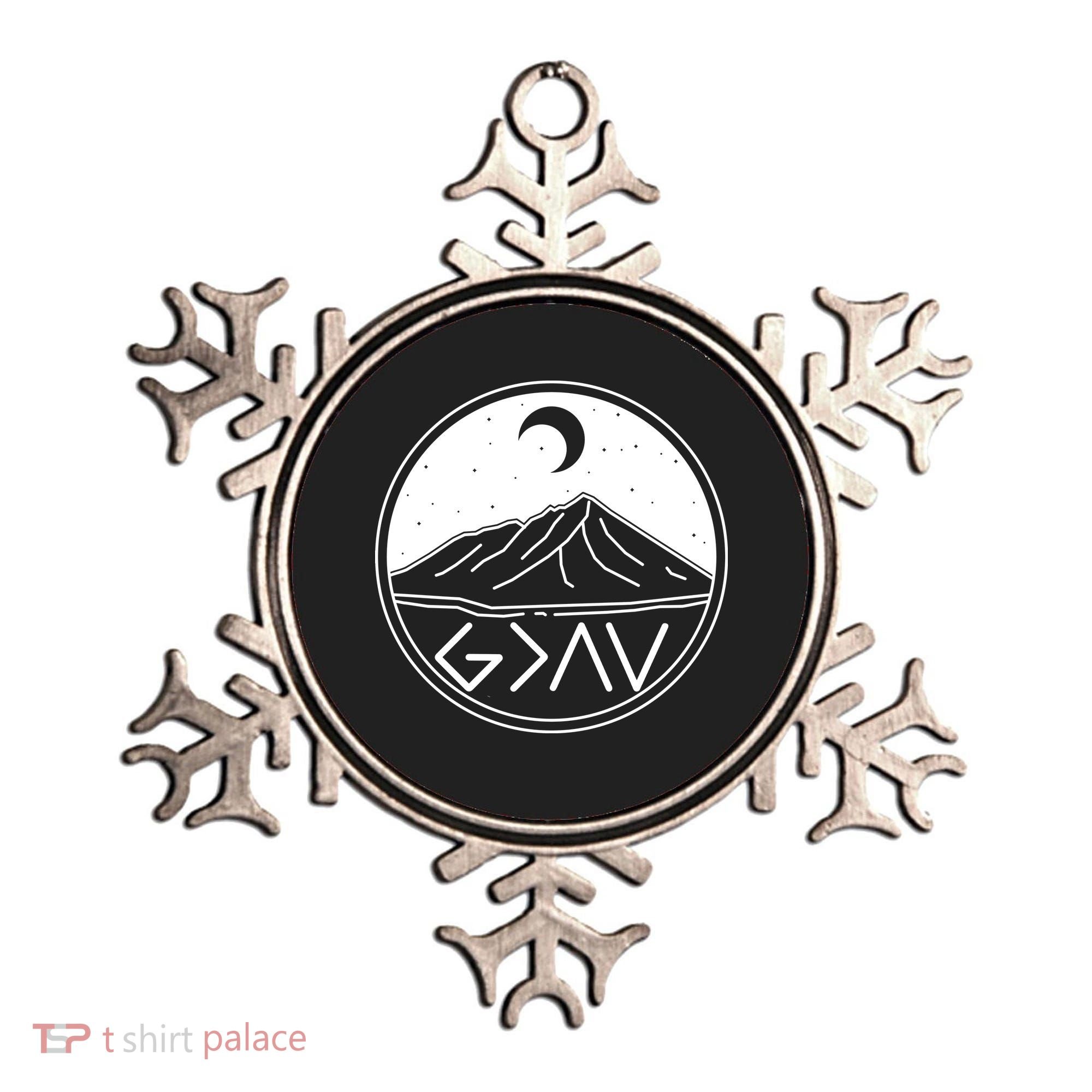 God Is Greater Than High And Lows Mountain Camping Ornament