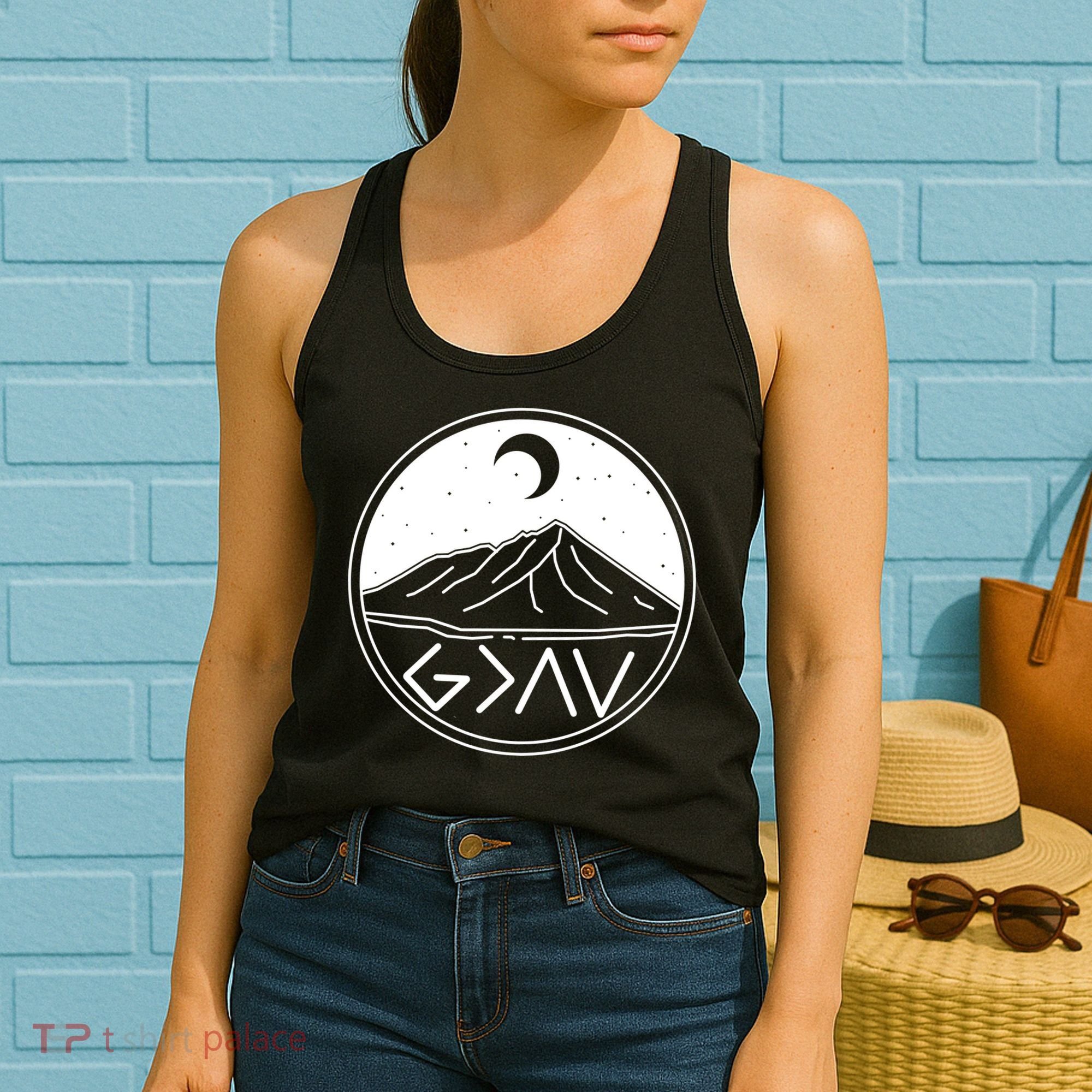 God Is Greater Than High And Lows Mountain Camping Women's Tank Top
