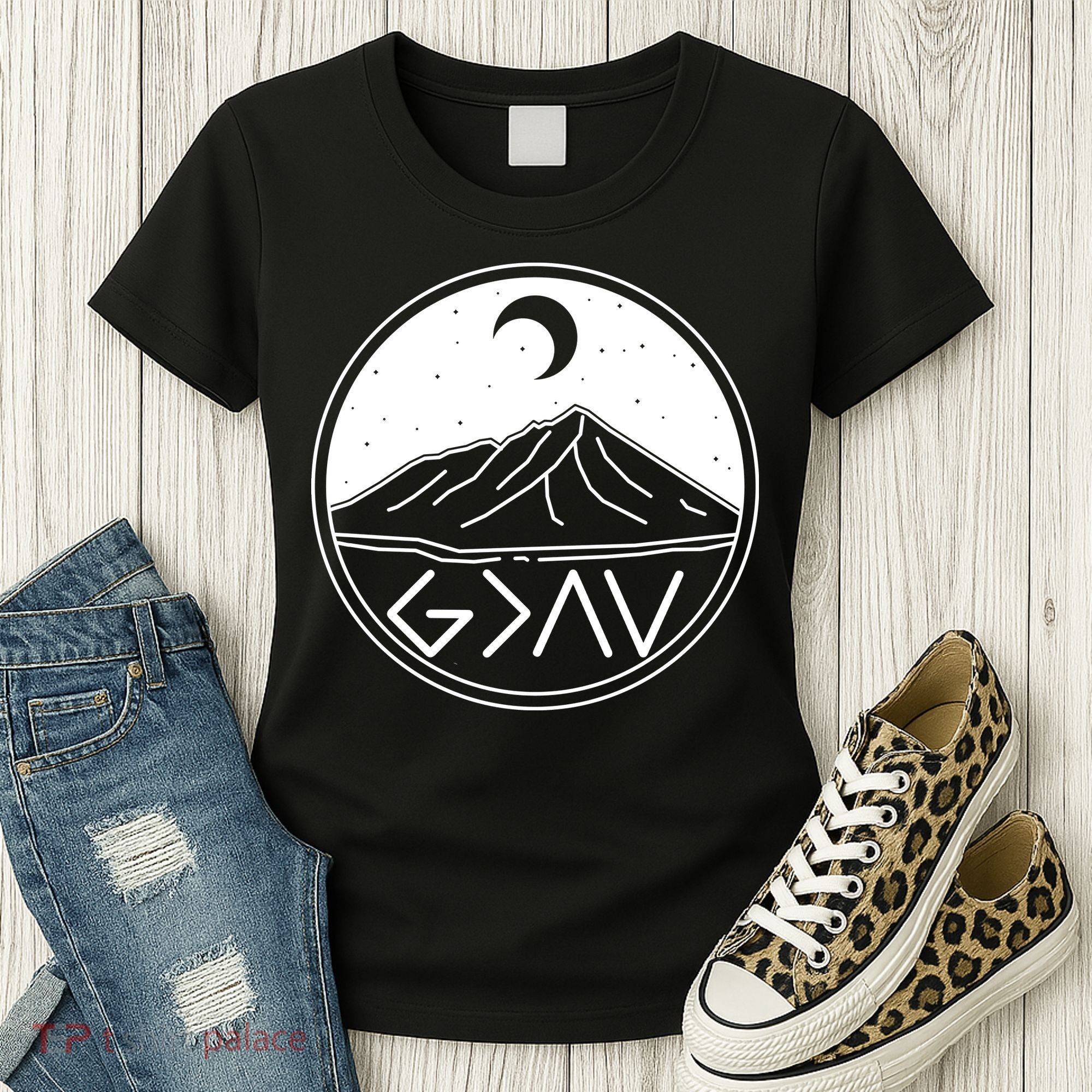 God Is Greater Than High And Lows Mountain Camping Women's T-Shirt
