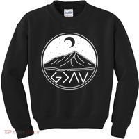 God Is Greater Than High And Lows Mountain Camping Kids Sweatshirt thumb 0
