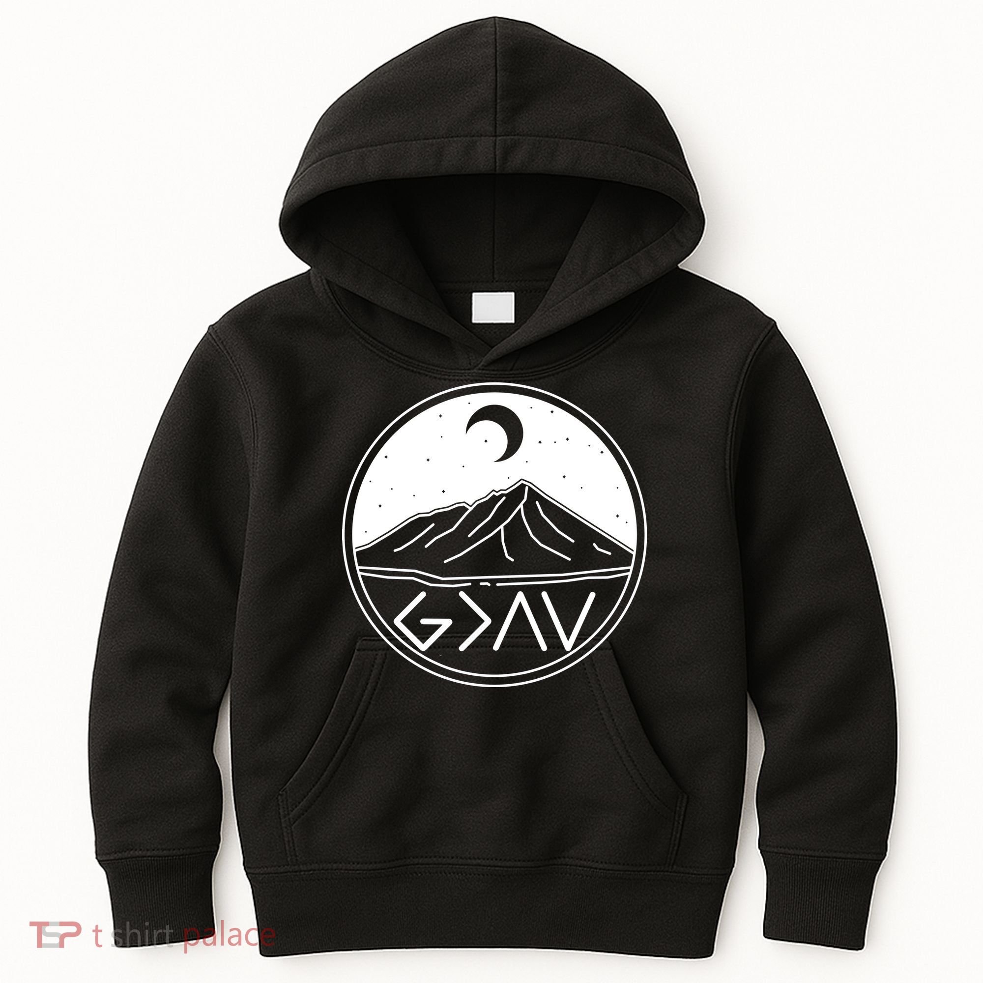 God Is Greater Than High And Lows Mountain Camping Kids Hoodie