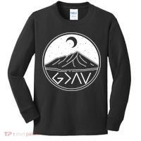 God Is Greater Than High And Lows Mountain Camping Kids Long Sleeve Shirt thumb 0