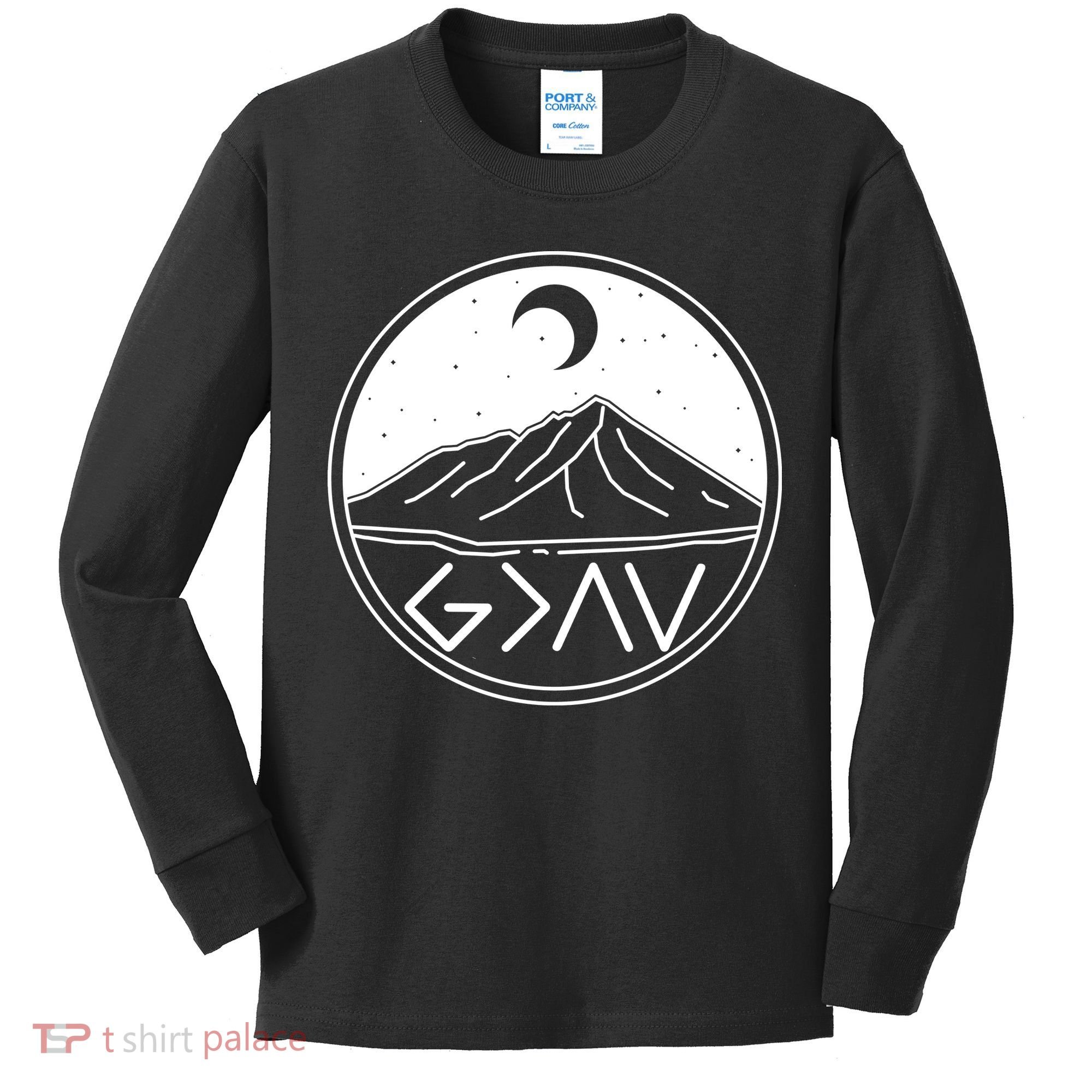 God Is Greater Than High And Lows Mountain Camping Kids Long Sleeve Shirt