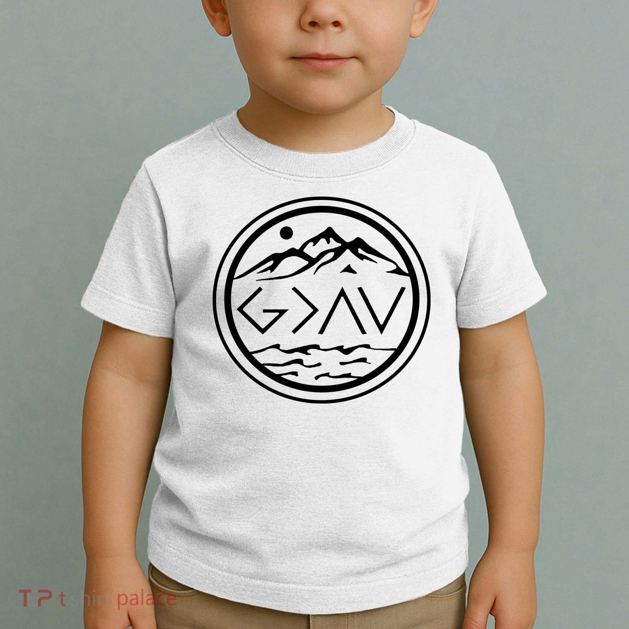 God Is Greater Than The High And Lows Graphic Inspirational Christian Mountain Toddler T-Shirt