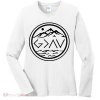 God Is Greater Than The High And Lows Graphic Inspirational Christian Mountain Women's Long Sleeve Shirt thumb 0