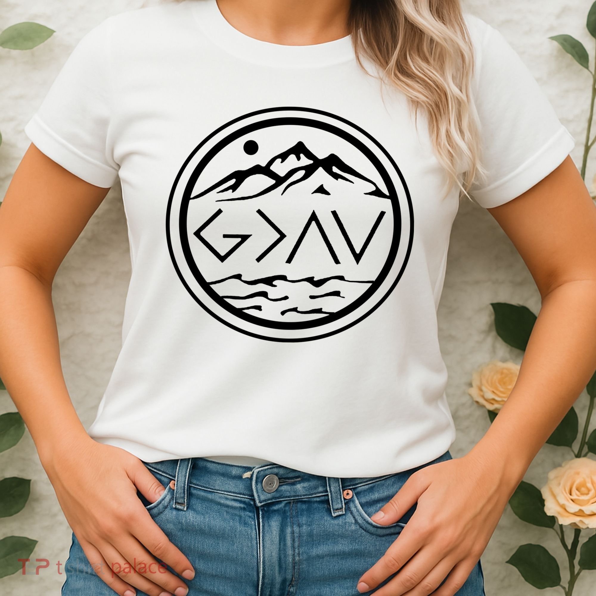 God Is Greater Than The High And Lows Graphic Inspirational Christian Mountain Women's T-Shirt