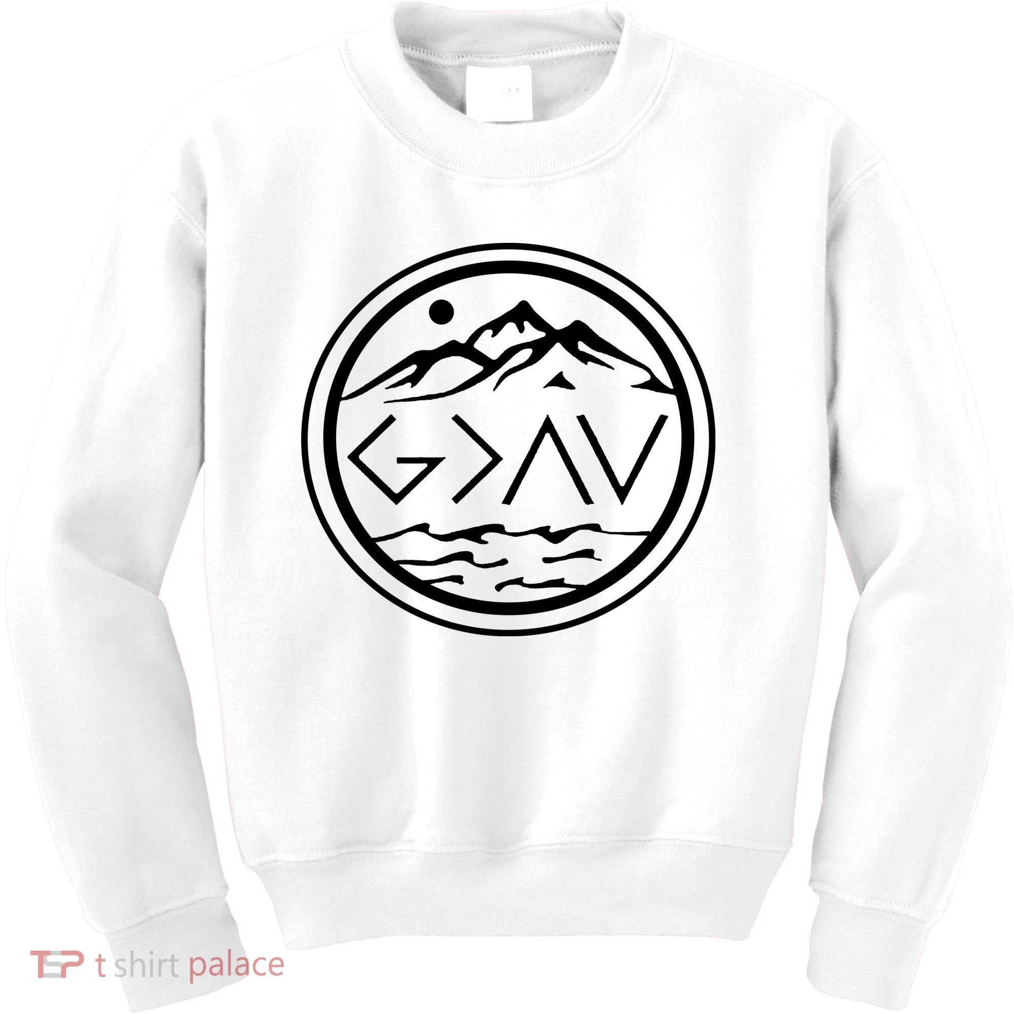 God Is Greater Than The High And Lows Graphic Inspirational Christian Mountain Kids Sweatshirt
