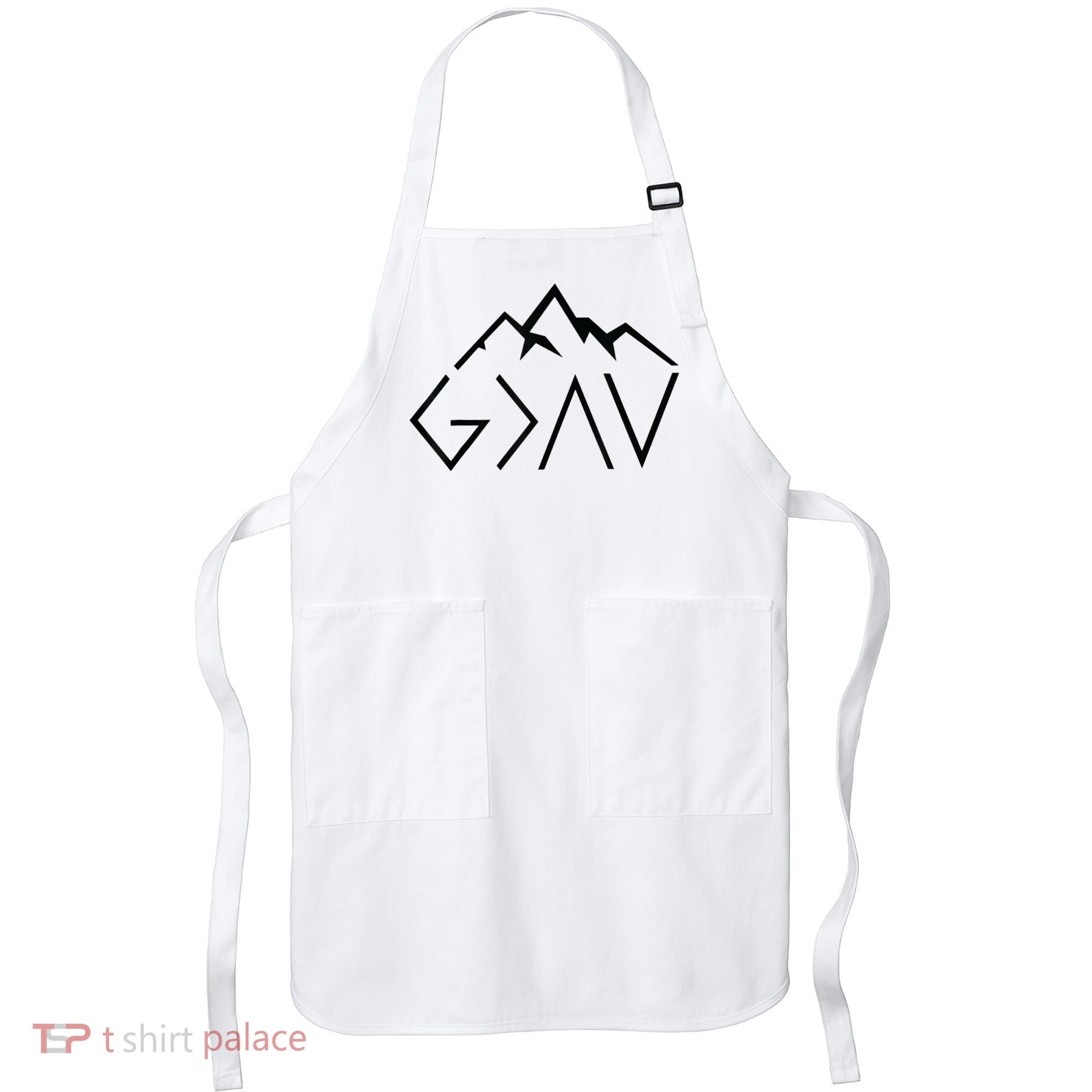 God Is Greater Than The Highs And Lows Minimalist Mountains Apron