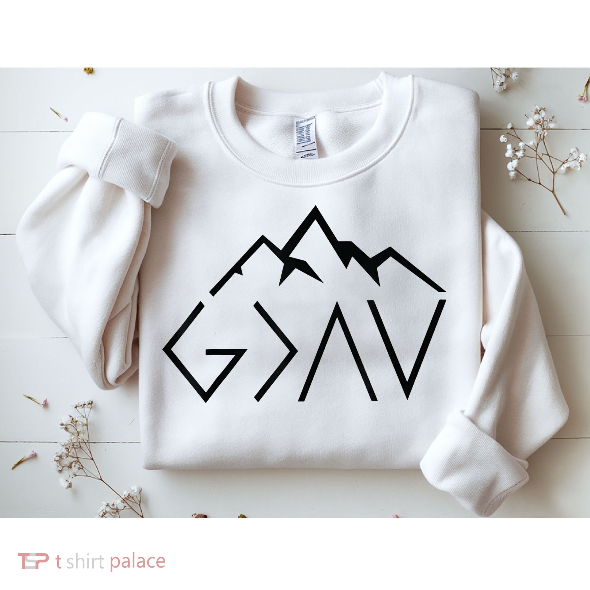God Is Greater Than The Highs And Lows Minimalist Mountains Sweatshirt