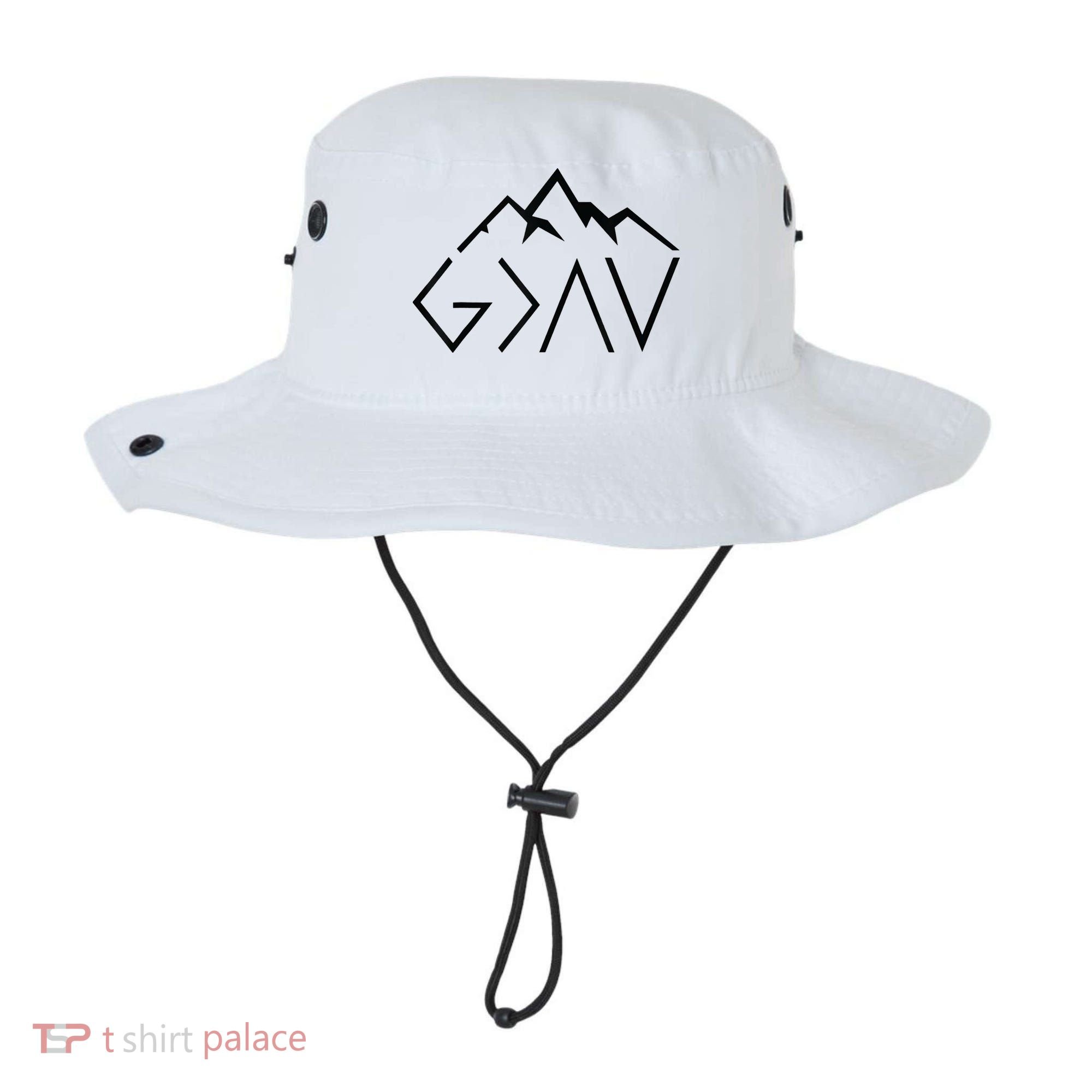 God Is Greater Than The Highs And Lows Minimalist Mountains Bucket Hat