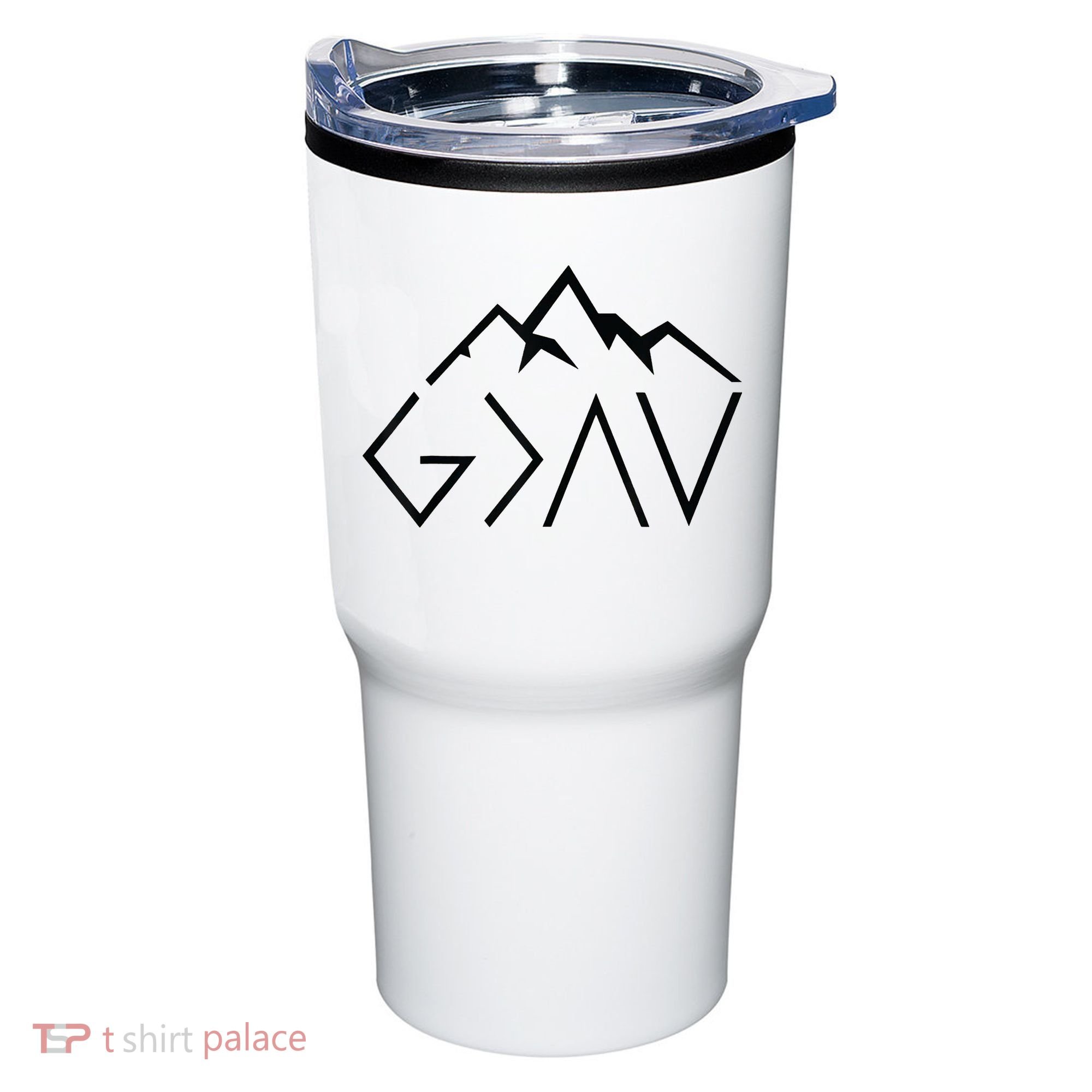 God Is Greater Than The Highs And Lows Minimalist Mountains Tumbler