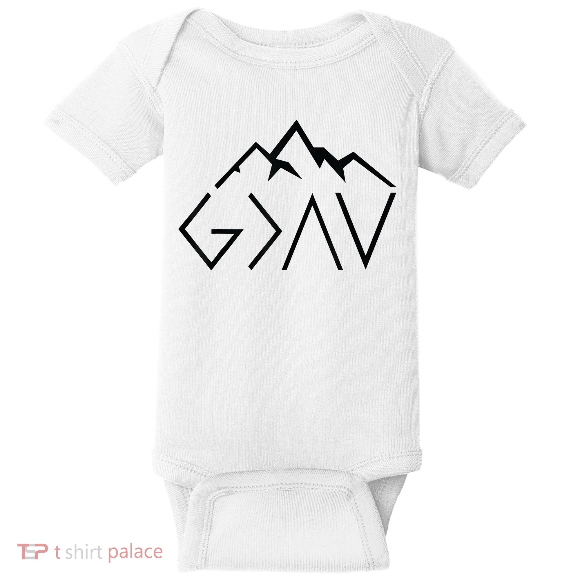 God Is Greater Than The Highs And Lows Minimalist Mountains Baby Bodysuit