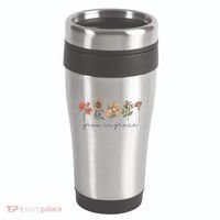 Grow In Grace Wildflower Boho Christian Scripture Religious 16oz Travel Tumbler thumb 0