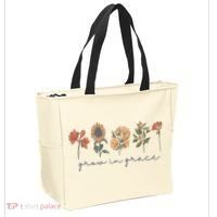 Grow In Grace Wildflower Boho Christian Scripture Religious Tote Bag thumb 2