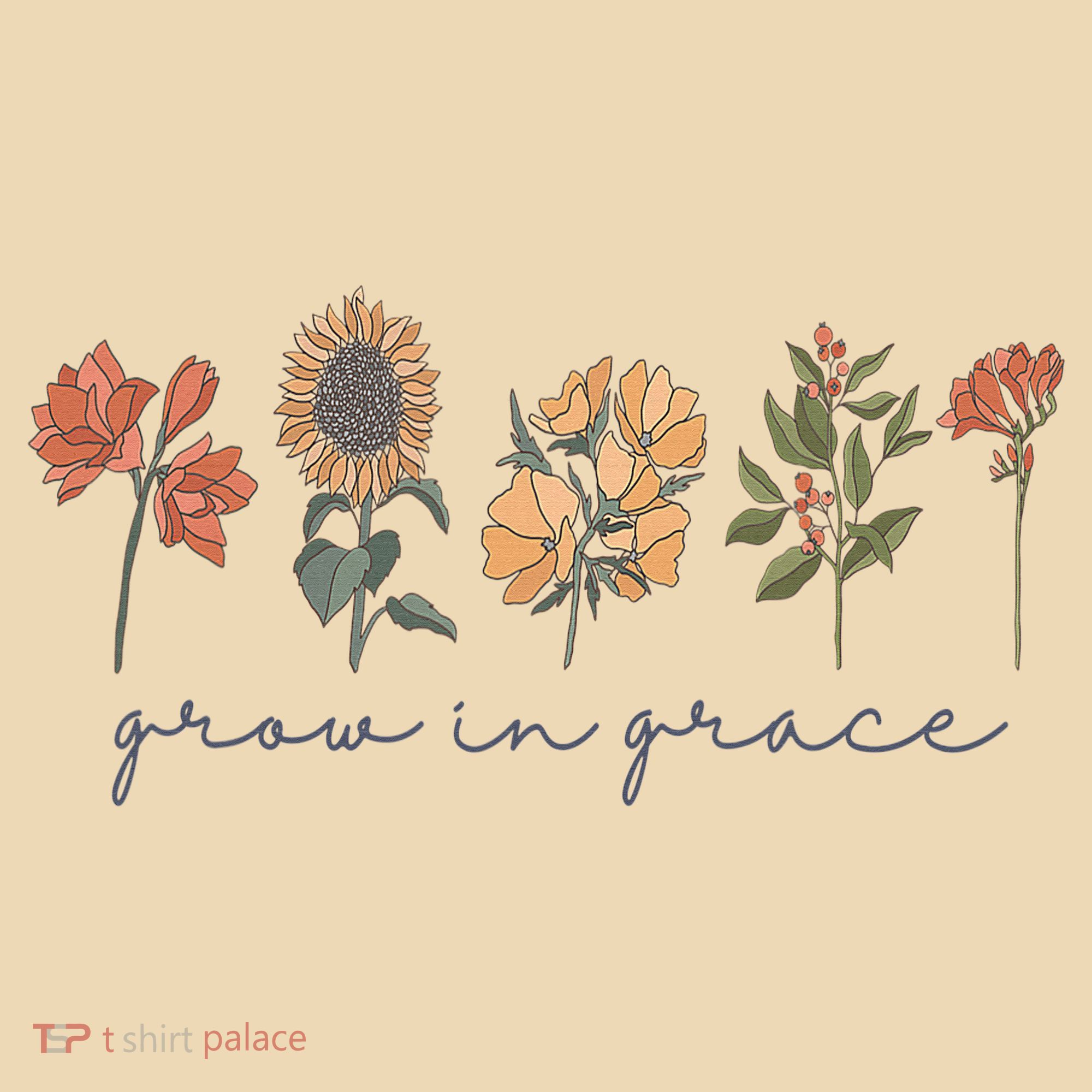 Grow In Grace Wildflower Boho Christian Scripture Religious Tote Bag