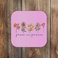 Grow In Grace Wildflower Boho Christian Scripture Religious Coaster thumb 0