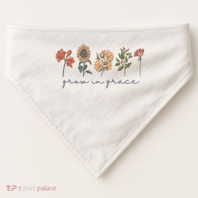 Grow In Grace Wildflower Boho Christian Scripture Religious USA-Made Doggie Bandana