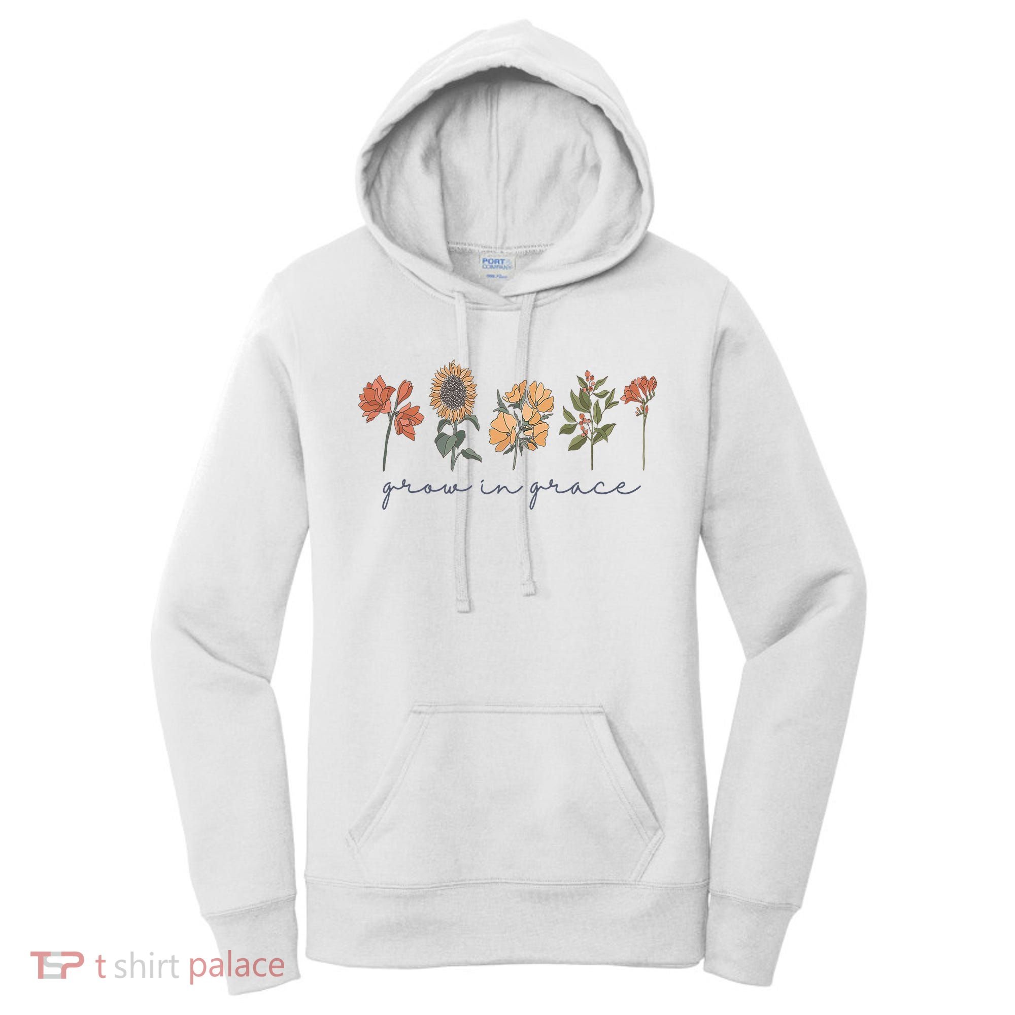 Grow In Grace Wildflower Boho Christian Scripture Religious Women's Hoodie