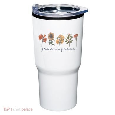 Grow In Grace Wildflower Boho Christian Scripture Religious Tumbler