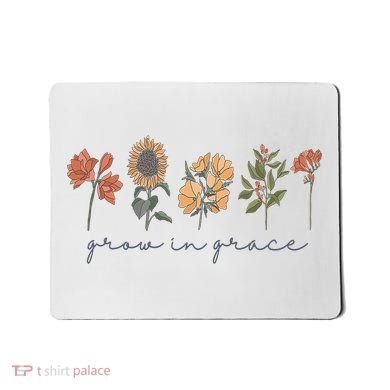 Grow In Grace Wildflower Boho Christian Scripture Religious Mousepad