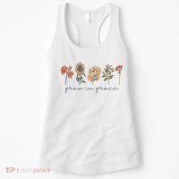Grow In Grace Wildflower Boho Christian Scripture Religious Women's Tank Top thumb 0