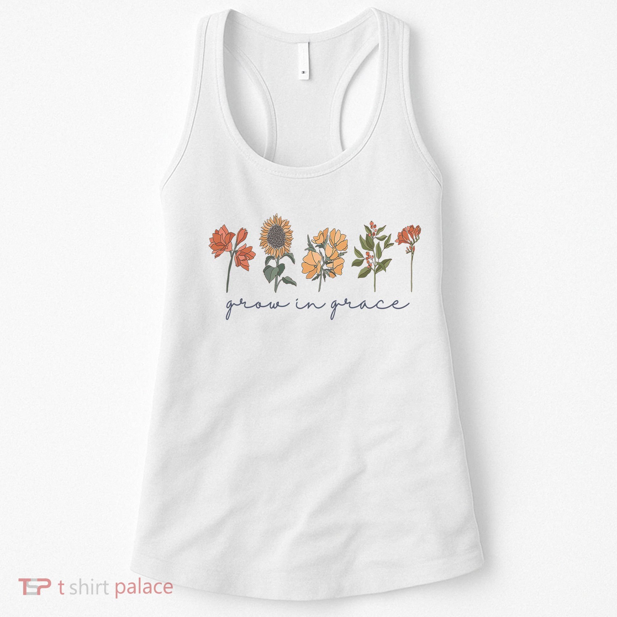 Grow In Grace Wildflower Boho Christian Scripture Religious Women's Tank Top