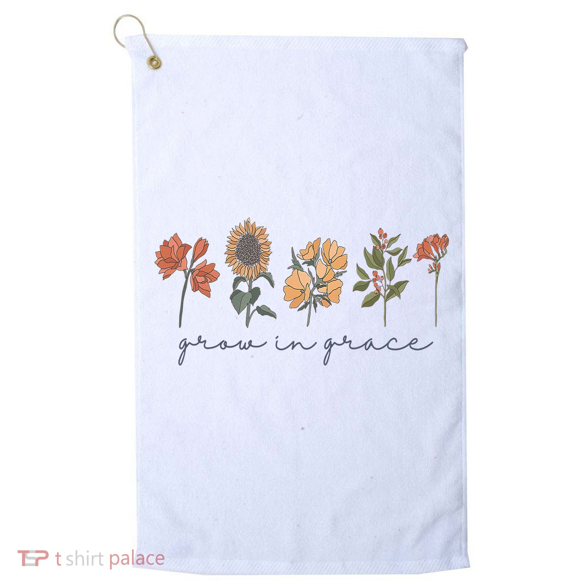 Grow In Grace Wildflower Boho Christian Scripture Religious Golf Towel