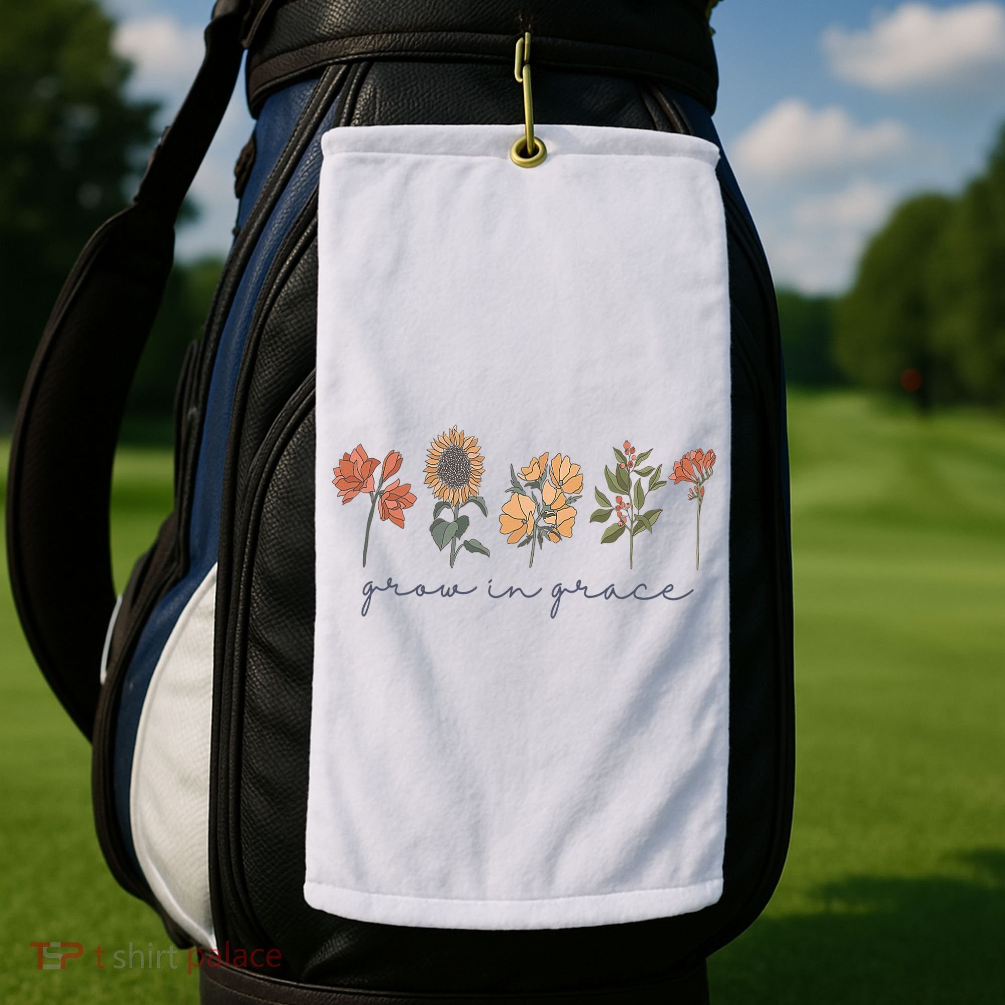 Grow In Grace Wildflower Boho Christian Scripture Religious Golf Towel