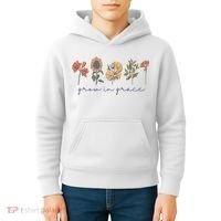 Grow In Grace Wildflower Boho Christian Scripture Religious Kids Hoodie thumb 4